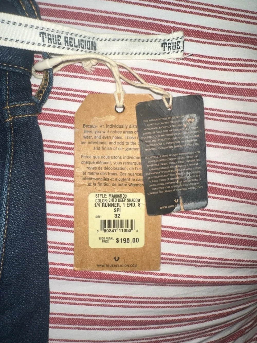 True Religion Men's Dark Blue Slim Stretch Jeans